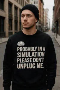 Probably in a Simulation Sweatshirt – Minimalist Geek Streetwear
