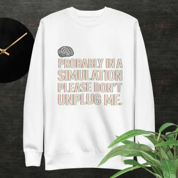 Probably in a Simulation Sweatshirt – Minimalist Geek Streetwear - Image 2